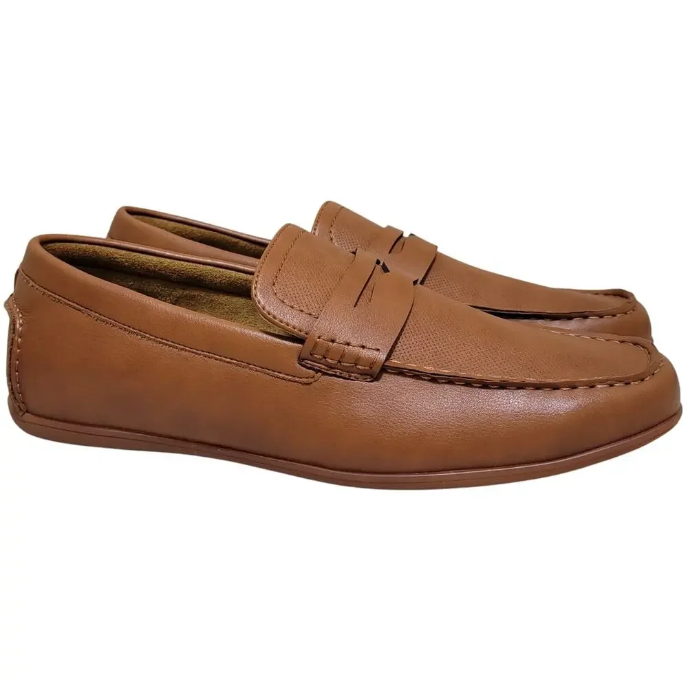 Vance Co. Men Yates Slip On Penny Loafers Size US 11.5M Tan Brown Faux Leather